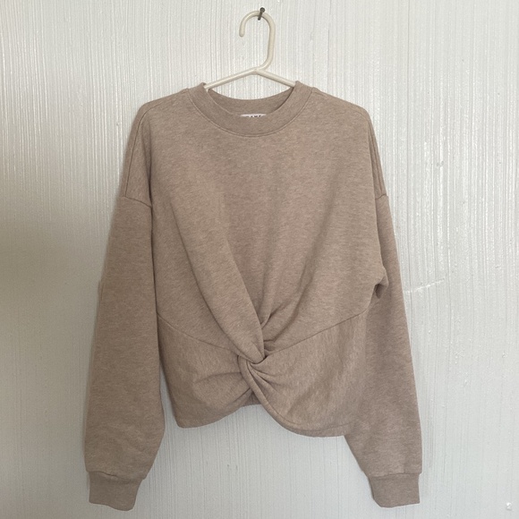 $188 Frame Heathered Oatmeal Twist Front Crew Neck Cotton Sweater XS - Picture 3 of 9